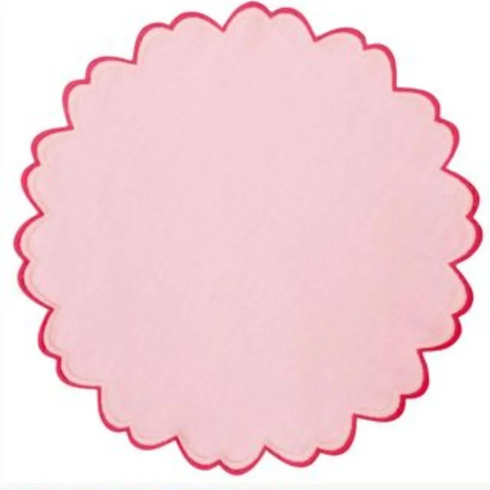 NEW HMA Decor Society Social Pink Linen Scalloped Placemats Set of 4